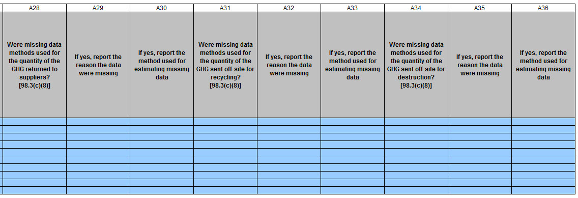 Subpart DD: Emission Information Table Columns 28-36